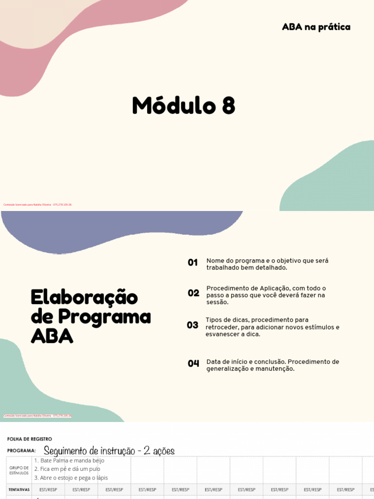 Curso Capacitacao e Aprimoramento em ABA Modulo8 | PDF