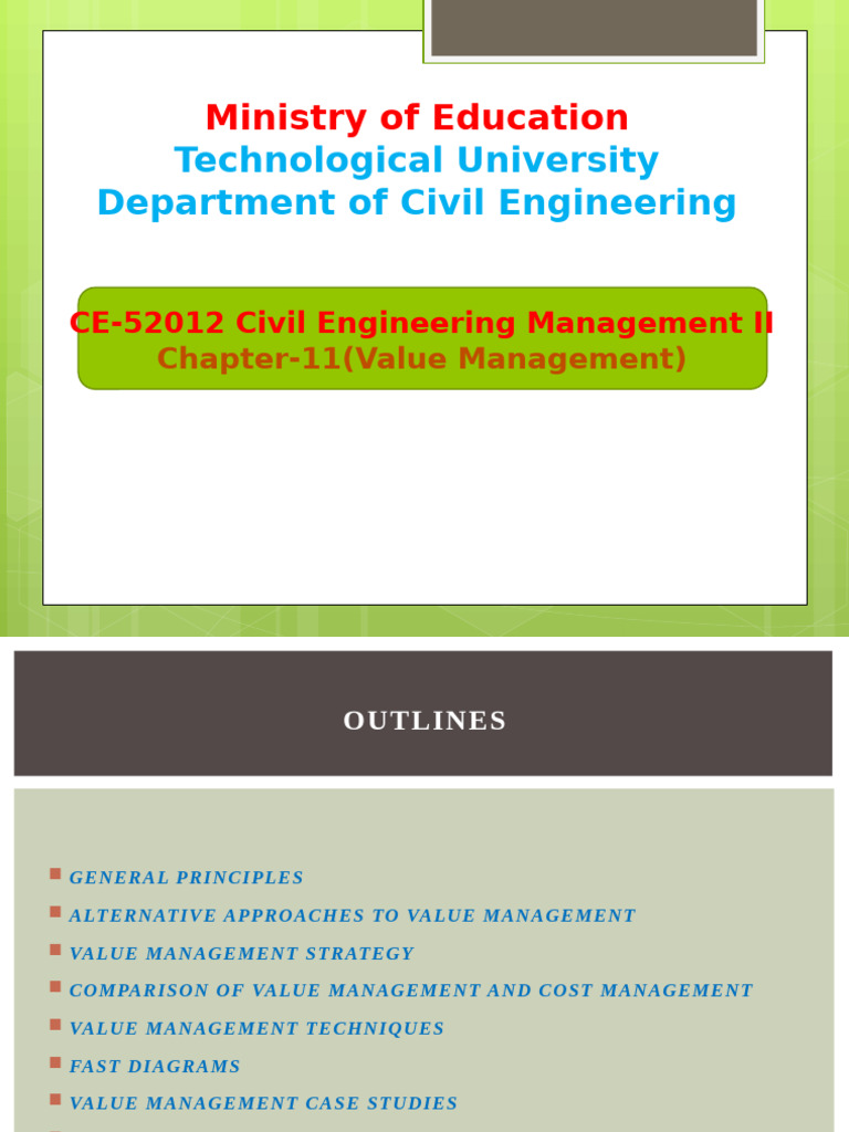 Civil Engineering Value Management Guide | PDF | Cost Accounting | Business