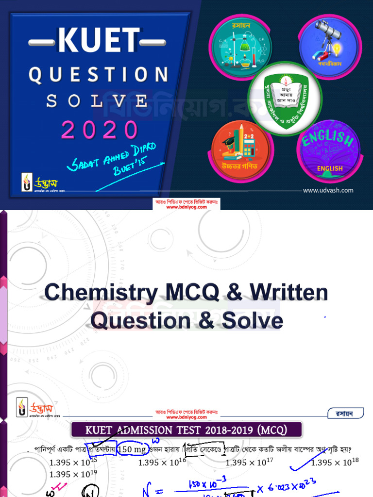 KUET Chemistry Admission Test 2018-2019 | PDF | Atoms | Molecules