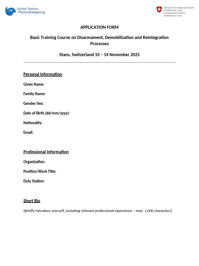 Application Form DDR Basic Course | PDF