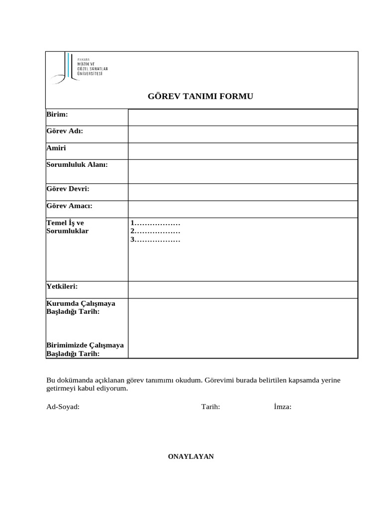 Gorev Tanim Formu | PDF