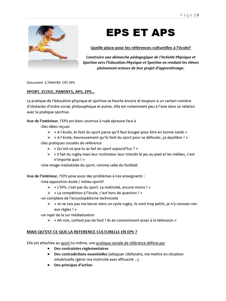 Différences entre EPS et APS en éducation | PDF | Des sports | Pédagogie