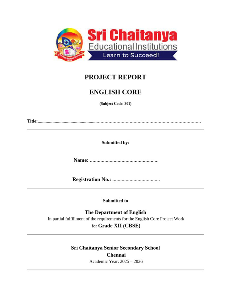 CBSE Grade XII English Project Report | PDF