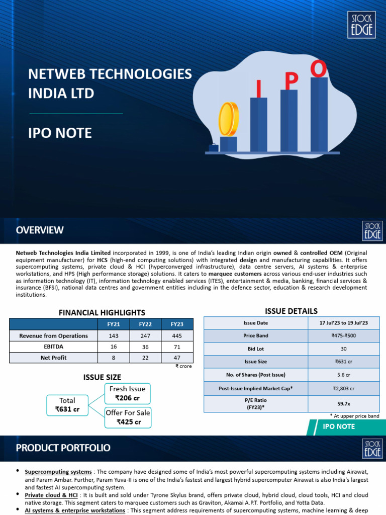 Netweb Technologies IPO Overview | PDF | Expense