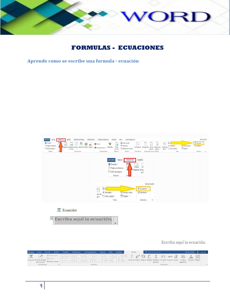 Cómo escribir fórmulas en Word | PDF | Archivo de computadora ...