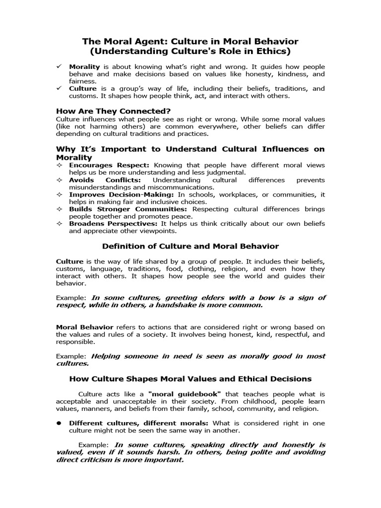 Culture's Impact on Moral Behavior | PDF | Morality | Value (Ethics)