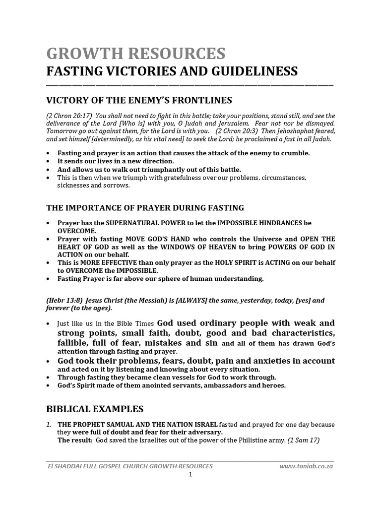 GR Fasting Victories and Guideliness | PDF | Jesus | Paul The Apostle