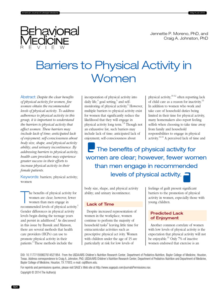 Barriers To Physical Activity in WOMEN | PDF | Urinary Incontinence ...