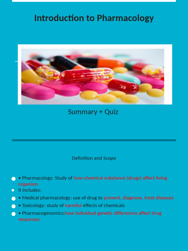 Introduction to Pharmacology Basics | PDF | Pharmaceutical Sciences | Drugs