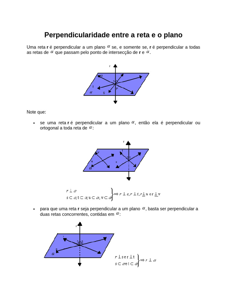 Reta e Plano: Condições de Perpendicularidade | PDF