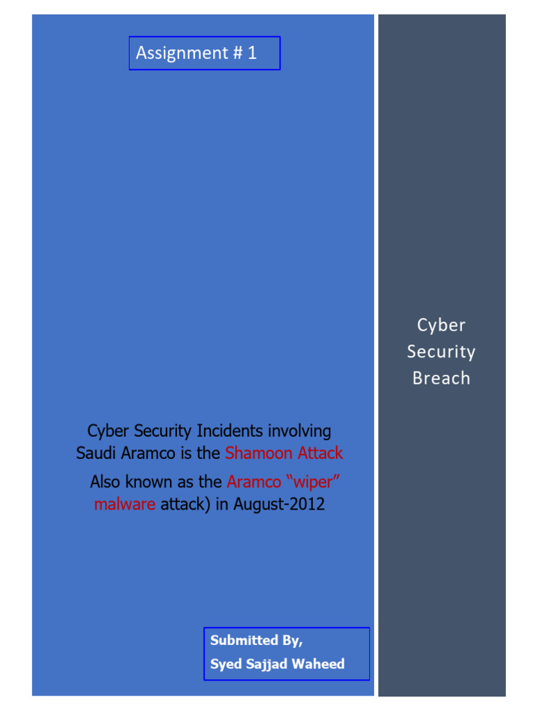 Assignment # 1 Cyber Security Breaches Report by Syed Sajjad Waheed ...