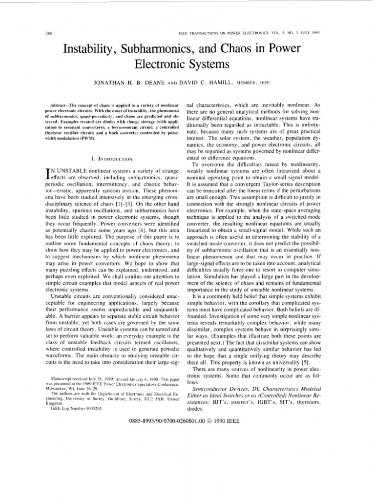 Instability Subharmonics and Chaos in Power Electronic Systems | PDF ...