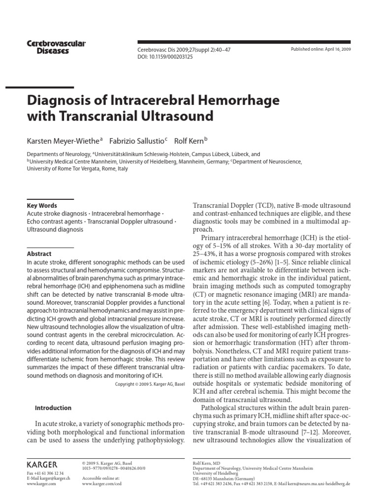 Diagnosis of Intracerebral Hemorrhage With Transcranial Ultrasound ...