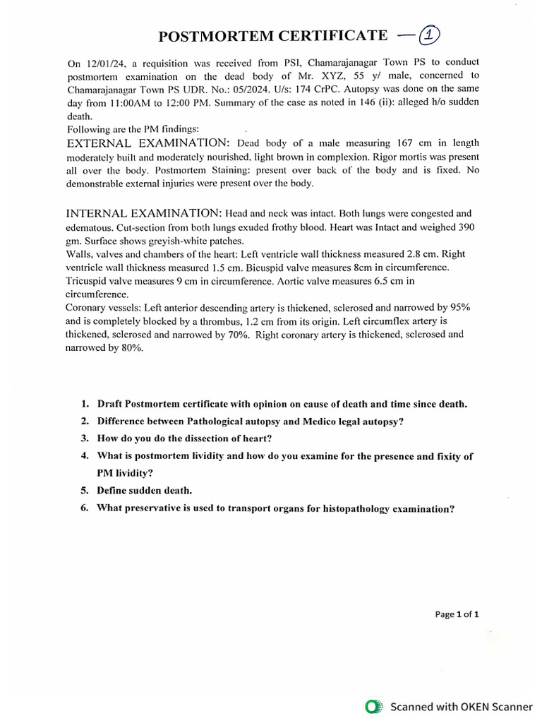 Postmortem Certificate | PDF