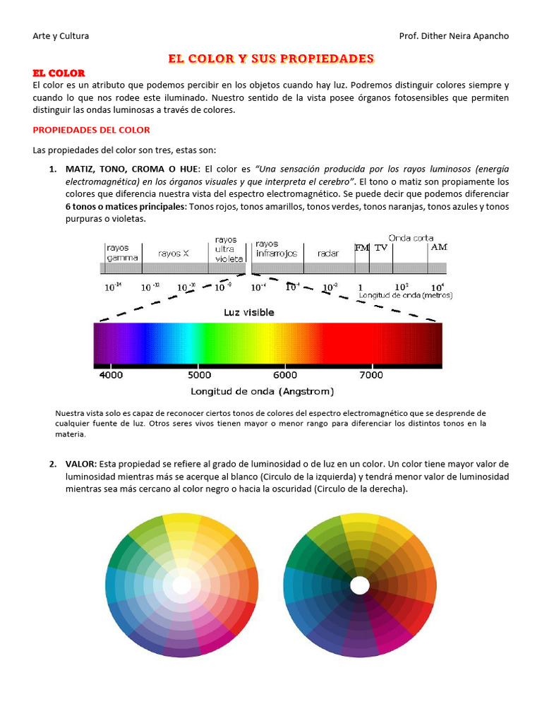 Valor y propiedades del color en arte | PDF | Color | Matiz
