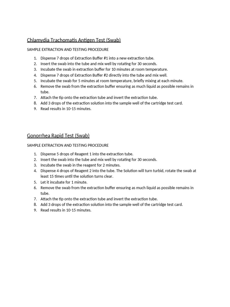SOP-Chlamydia and Gonorrhea Rapid Antigen Test | PDF