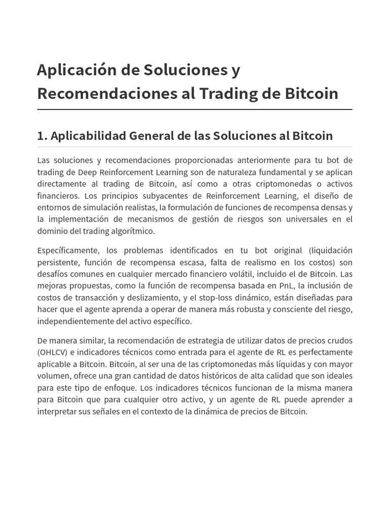 Mejora del Trading de Bitcoin con RL | PDF | Bitcoin | Criptomoneda