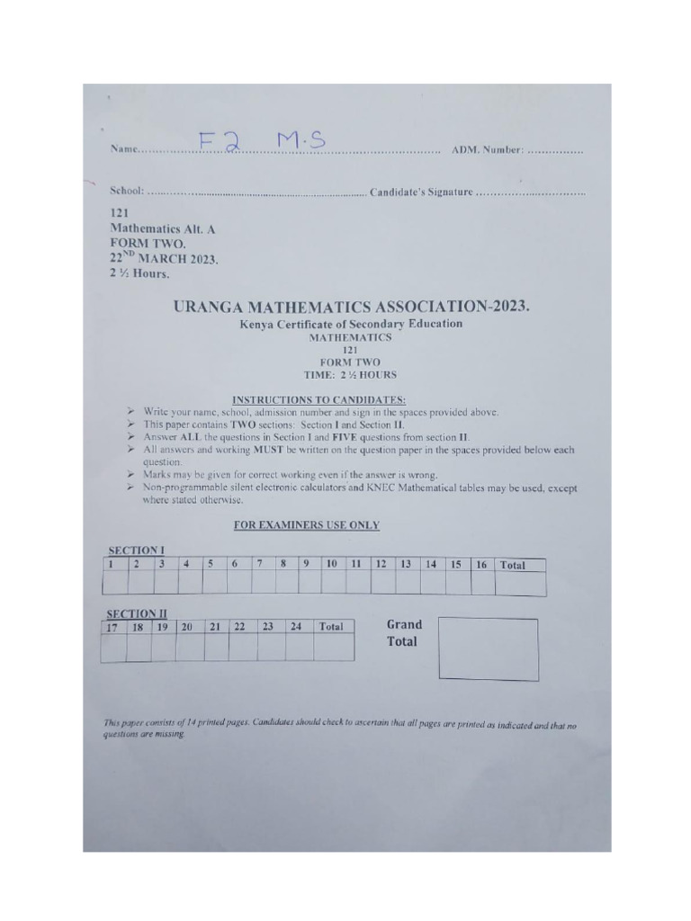 Form Two - 1686460161 | PDF