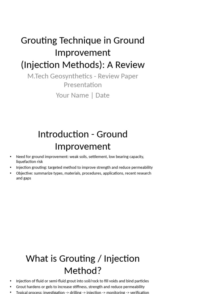 Grouting Ground Improvement Review Presentation | PDF | Environmental ...