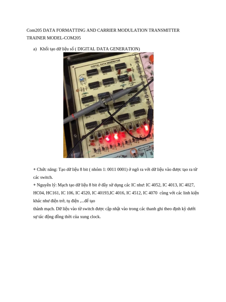 Com205 DATA FORMATTING AND CARRIER MODULATION TRANSMITTER TRAINER MODEL ...