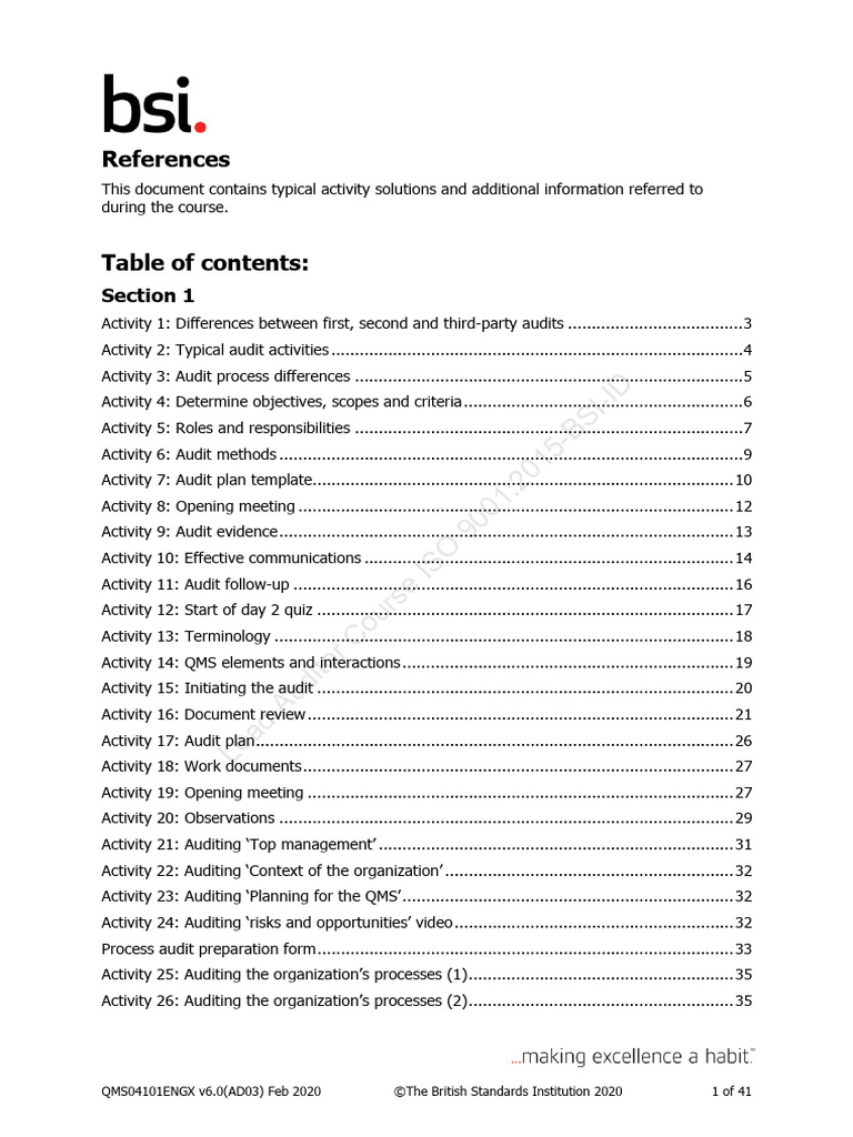 03.1 References QMS04101ENGX v6 (AD03) Feb2020 | PDF | Audit | Auditor ...
