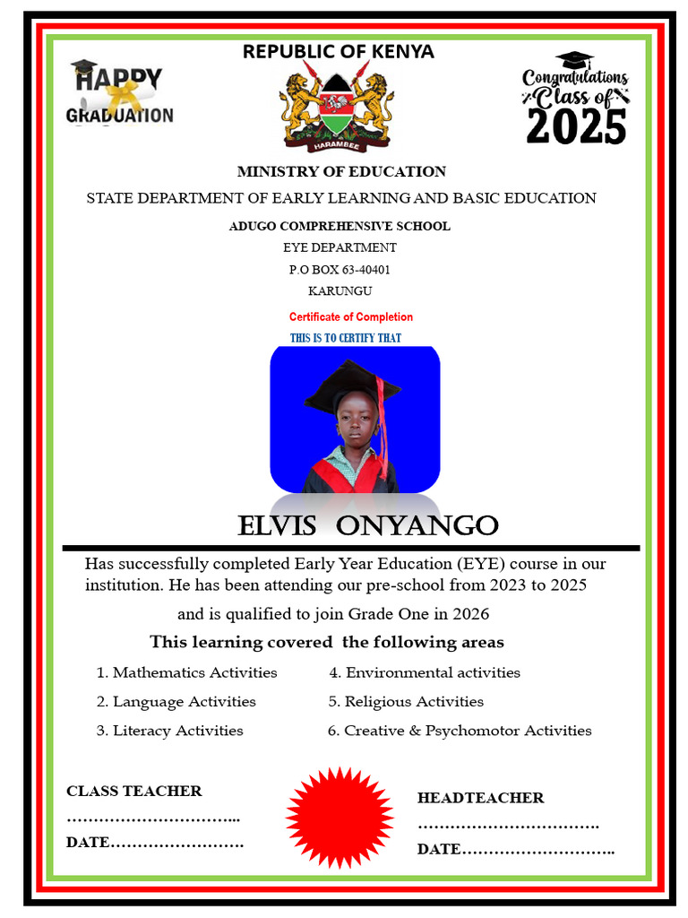 Adugo Pp2 Graduation Cert - 054259 | PDF | Learning | Behavior Modification