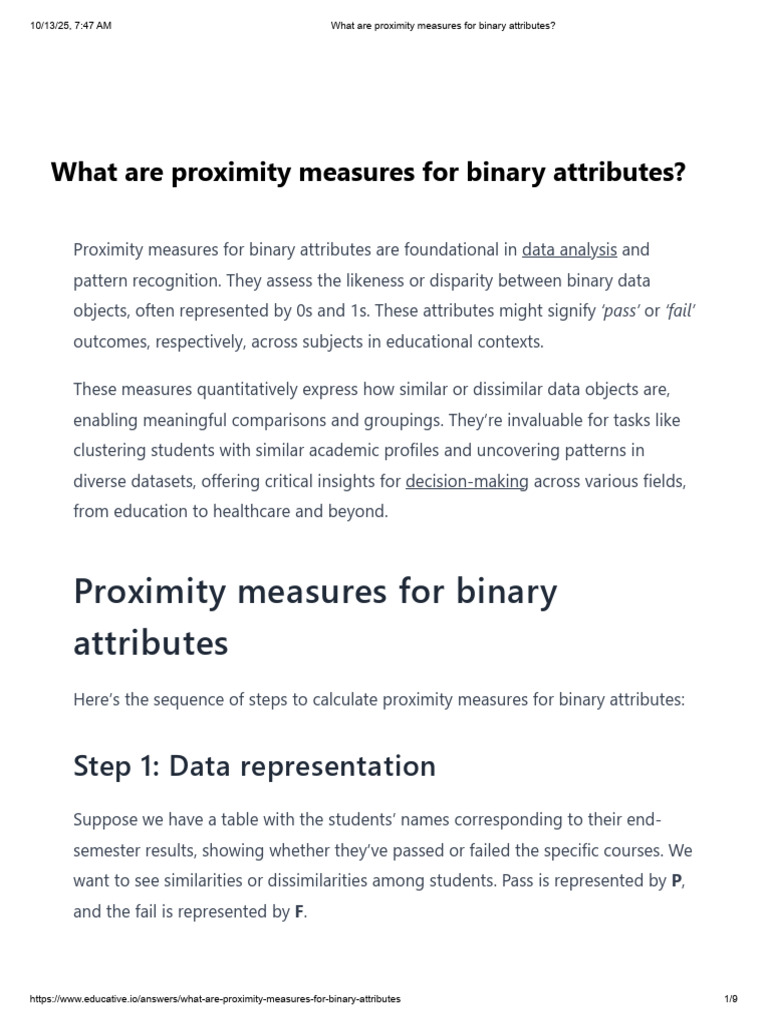 Proximity Measures for Binary Data | PDF | Data | Information Science