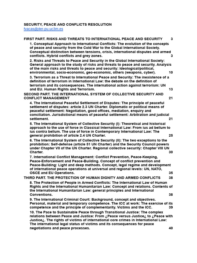 Security, Peace and Conflict Resolution | PDF | Israel | World Politics