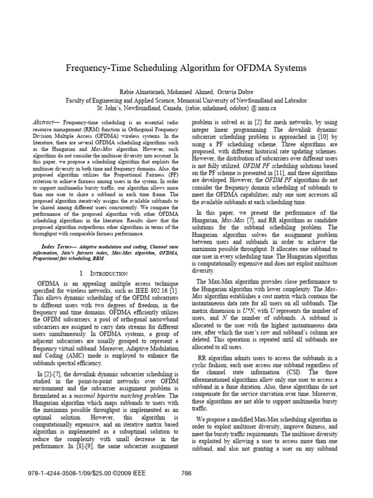 Multiuser Diversity in OFDMA Scheduling | PDF | Orthogonal Frequency ...