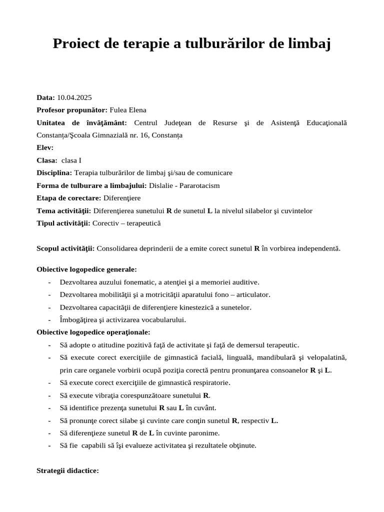 Diferentierea Sunetelor R Si L | PDF