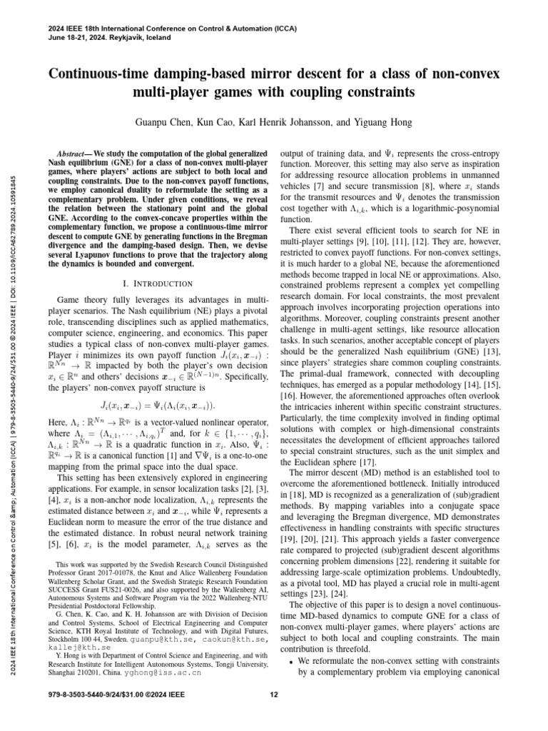 Damping-Based Mirror Descent for GNE | PDF | Function (Mathematics ...