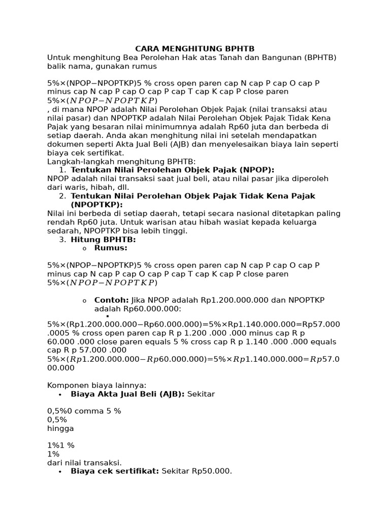 Cara Menghitung Bphtb Pdf