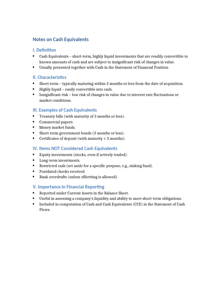 Understanding Cash Equivalents Explained | PDF