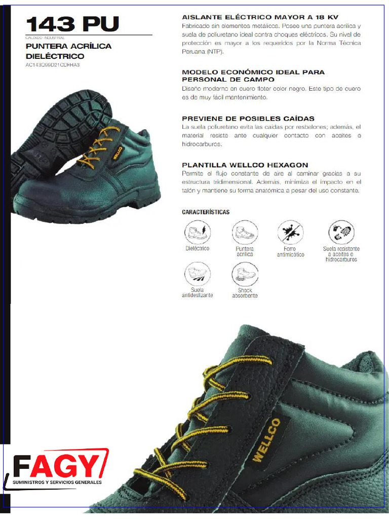 Calzado Dielectrico 143 PU Wellco 2.0 | PDF