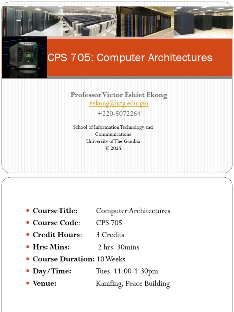 CPS 705 - Computer Architecture Lecture 1 | PDF | Central Processing ...