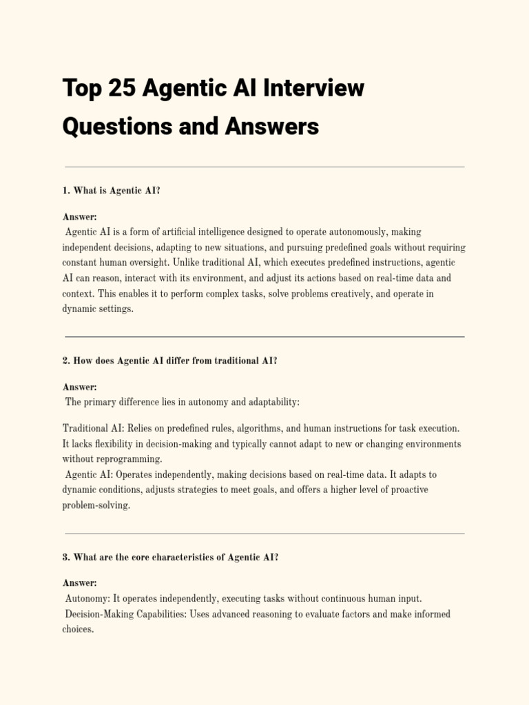 Top 25 Agentic AI Interview Q&A | PDF | Artificial Intelligence ...