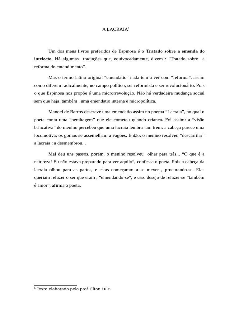 Emendatio: Reflexões de Espinosa e Barros | PDF