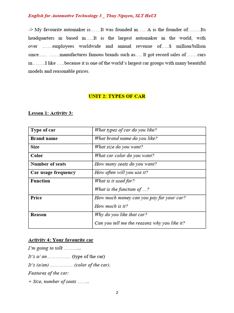 Unit 2 | PDF | Car | Motor Vehicle