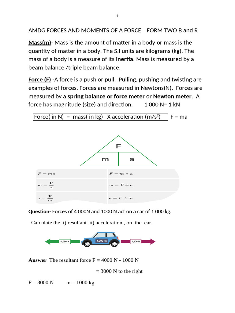 Forces, Moments, and Calculations Guide | PDF | Force | Weight