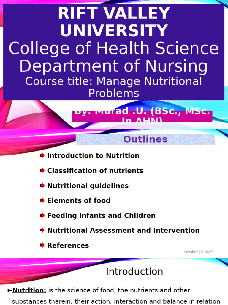 Manage Nutritional Problems Overview | PDF | Nutrients | Fat