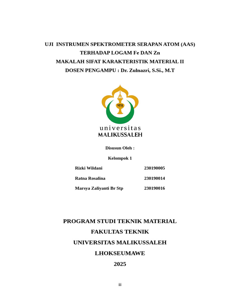 Uji AAS untuk Analisis Logam Fe dan Zn | PDF