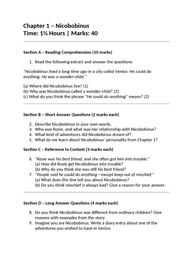 English CH 1 QP | PDF