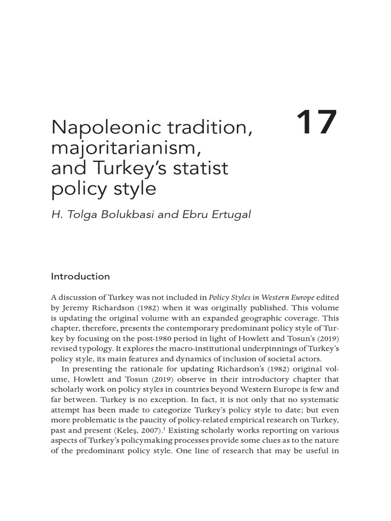 Turkey's Statist Policy Style Analysis | PDF | Policy | Bureaucracy