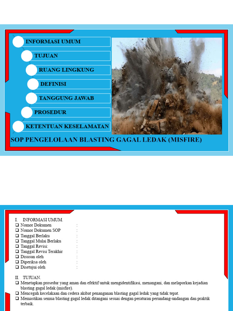 SOP PENGELOLAAN BLASTING GAGAL LEDAK (MISFIRE) | PDF