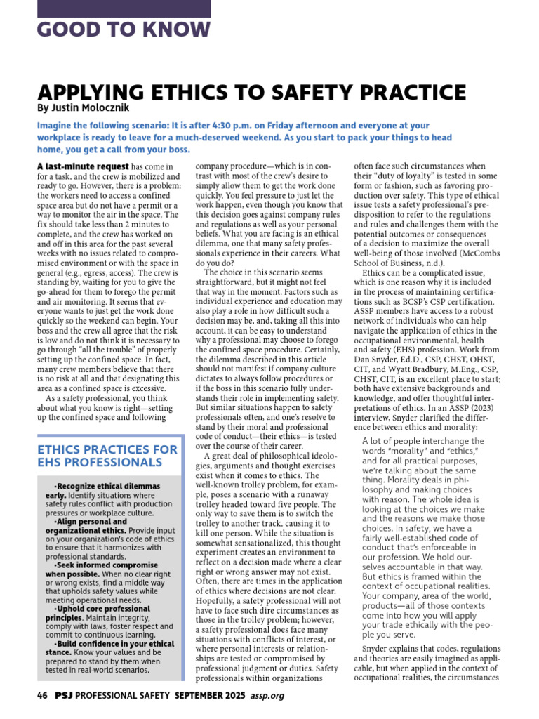 Ethics in Safety Practice Decisions | PDF | Value (Ethics) | Morality