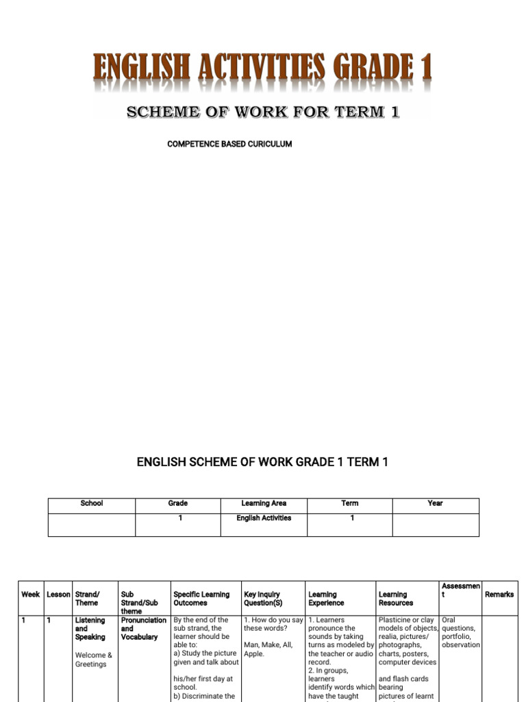 Grade 1 English Term 1 Curriculum | PDF