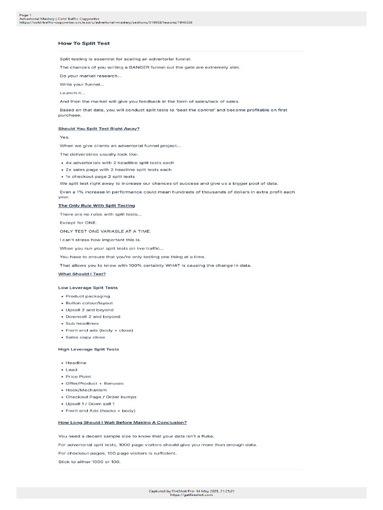 Effective Split Testing for Advertorials | PDF