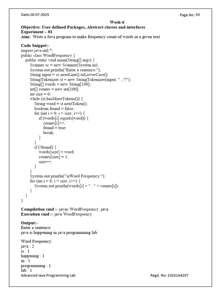 Java Programming Lab Experiments | PDF | Object (Computer Science ...
