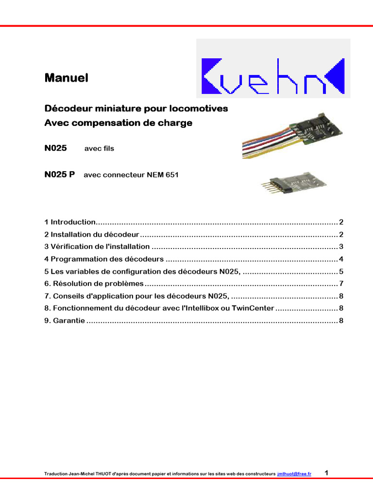Décodeur N025 pour locomotives DCC | PDF