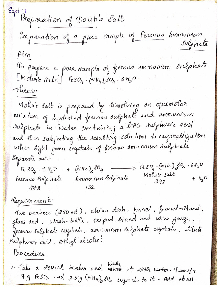 Chemistry Practical (Front Portion) | PDF